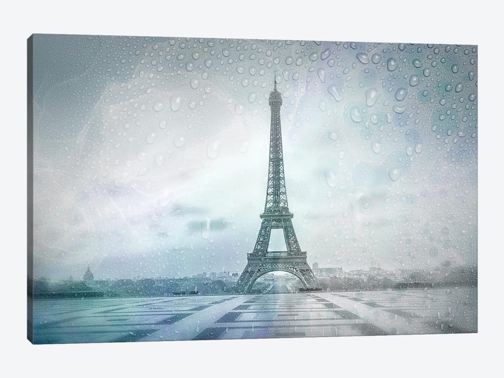 Eiffel Tower Rainy Day | Dreamy Blue by Melanie Viola 1-piece Art Print