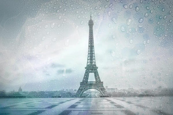 Paris Photography: Eiffel Tower Rainy Day | Dreamy Blue by Melanie Viola