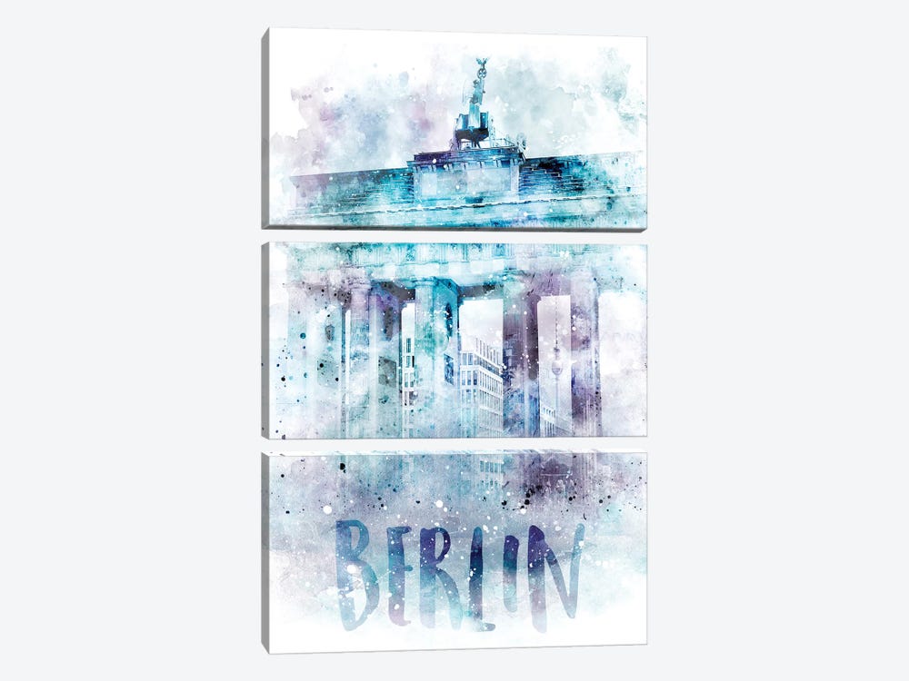 Modern Berlin Brandenburg Gate  by Melanie Viola 3-piece Canvas Art Print
