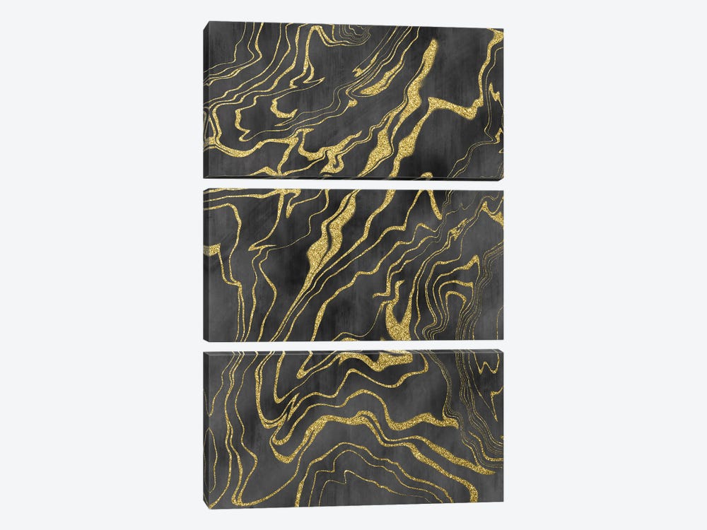 Golden Flows IX by Melanie Viola 3-piece Canvas Wall Art