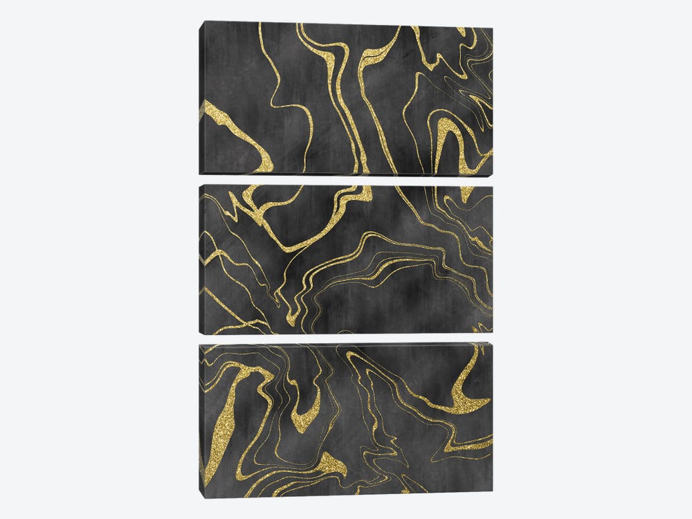 Golden Flows XI by Melanie Viola 3-piece Canvas Print