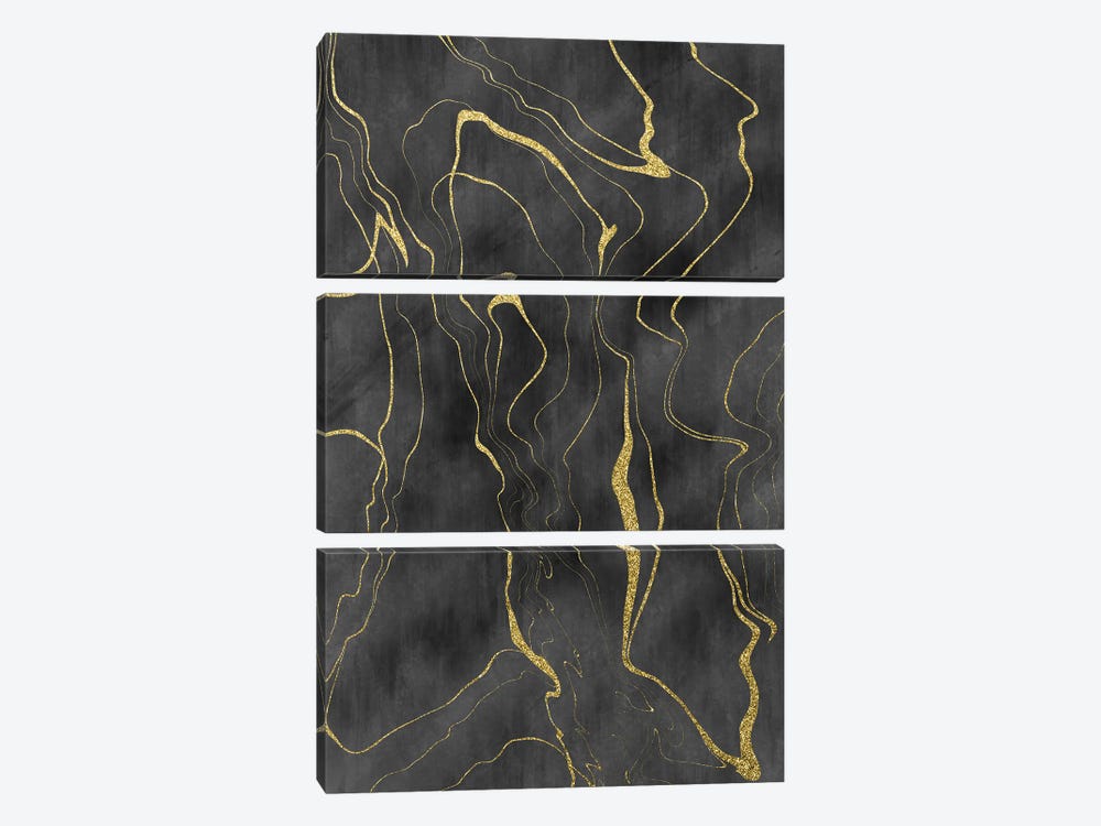 Golden Flows XII by Melanie Viola 3-piece Canvas Wall Art