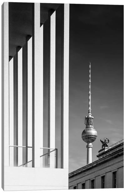 Berlin Monochrome Television Tower Canvas Art Print - Berlin Art