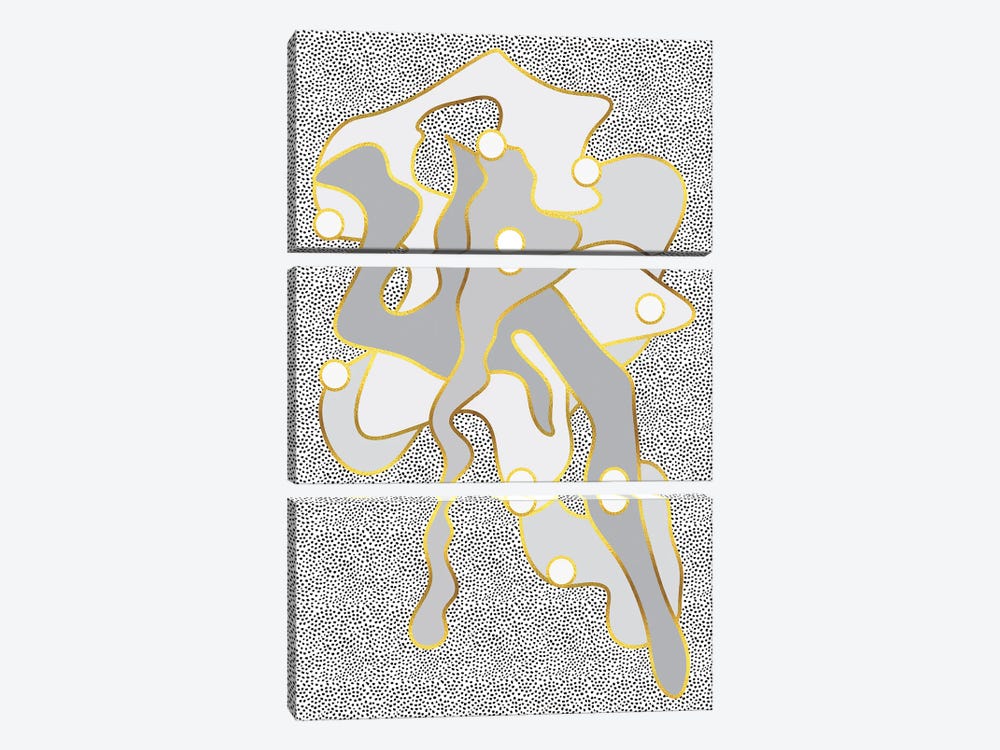 Golden Eternal Shapes by Melanie Viola 3-piece Canvas Print