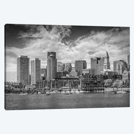 Boston Skyline North End & Financial District | Monochrome Canvas Print #MEV655} by Melanie Viola Canvas Artwork