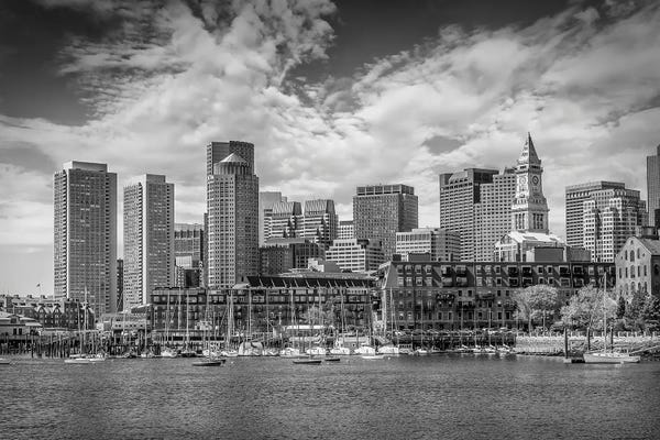 Boston: Boston Skyline North End & Financial District | Monochrome by Melanie Viola