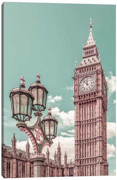 London Elizabeth Tower | Urban Vintage Style Canvas Art Print - Big Ben