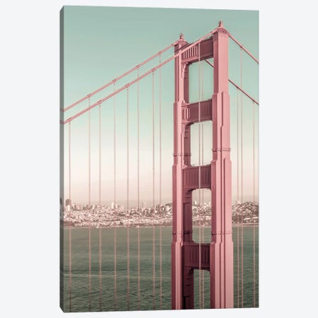 San Francisco Golden Gate Bridge | Urban Vintage Style Canvas Print #MEV657} by Melanie Viola Canvas Wall Art