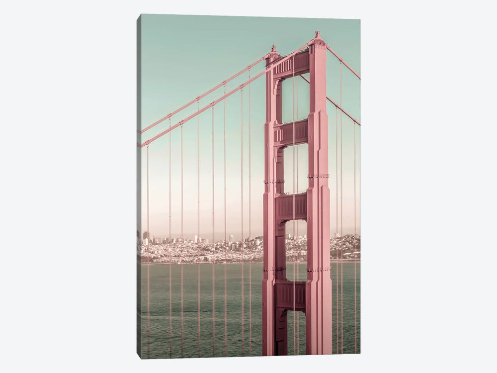 San Francisco Golden Gate Bridge | Urban Vintage Style by Melanie Viola 1-piece Canvas Wall Art