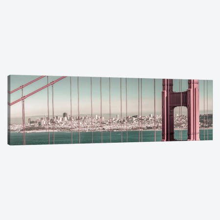 Golden Gate Bridge Panorama | Urban Vintage Style Canvas Print #MEV658} by Melanie Viola Canvas Print
