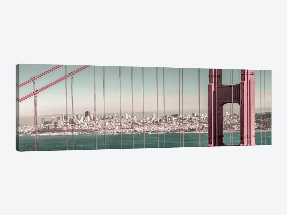 Golden Gate Bridge Panorama | Urban Vintage Style by Melanie Viola 1-piece Art Print