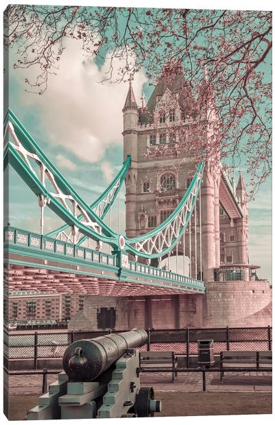 London Tower Bridge In Detail | Urban Vintage Style Canvas Art Print - Tower Bridge