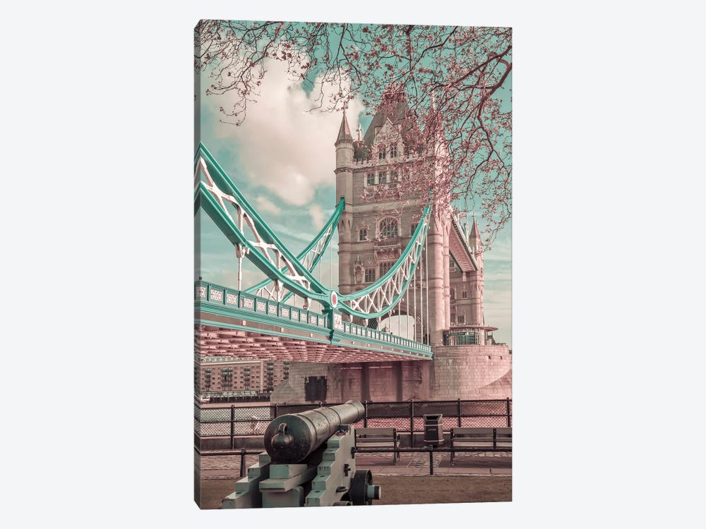 London Tower Bridge In Detail | Urban Vintage Style by Melanie Viola 1-piece Canvas Artwork