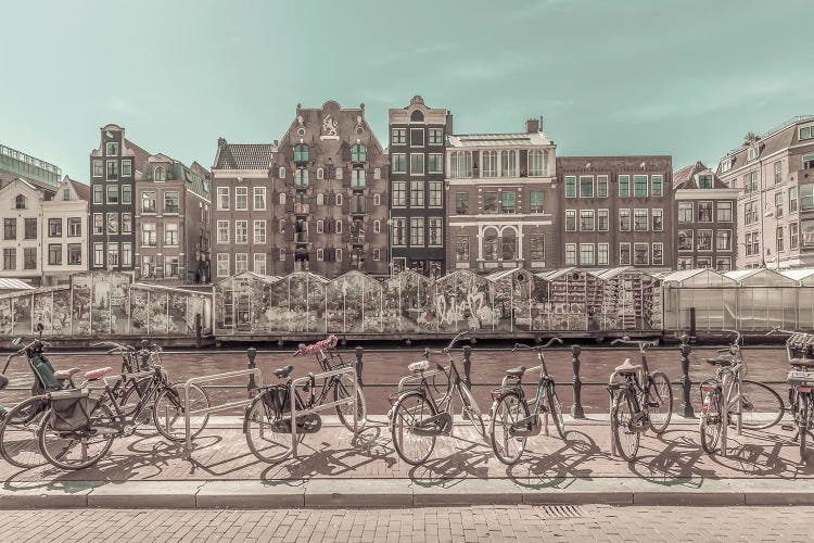 Amsterdam Singel Canal With Flower Market | Urban Vintage Style