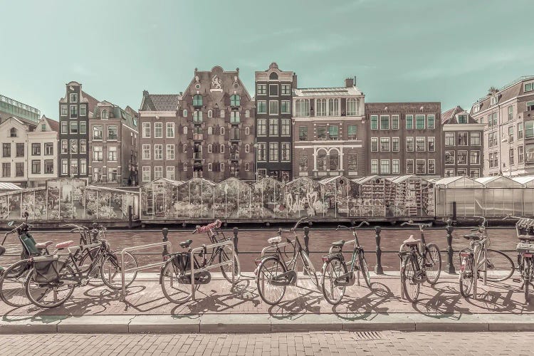 Amsterdam Singel Canal With Flower Market | Urban Vintage Style by Melanie Viola wall art