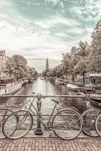 Large Black & White Art - Canvas Prints: Typical Amsterdam | Urban Vintage Style by Melanie Viola