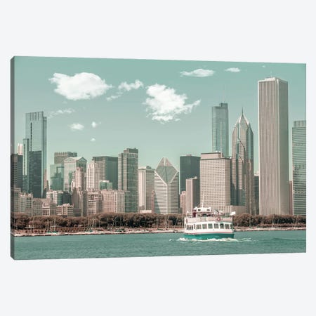 Chicago Skyline | Urban Vintage Style Canvas Print #MEV663} by Melanie Viola Canvas Wall Art