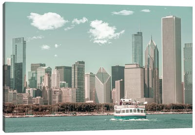 Chicago Skyline | Urban Vintage Style Canvas Art Print - Chicago Skylines