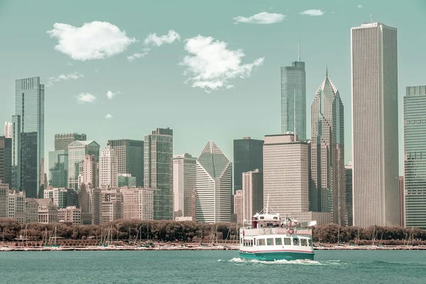 Canvas Print: Chicago Skyline | Urban Vintage Style by Melanie Viola