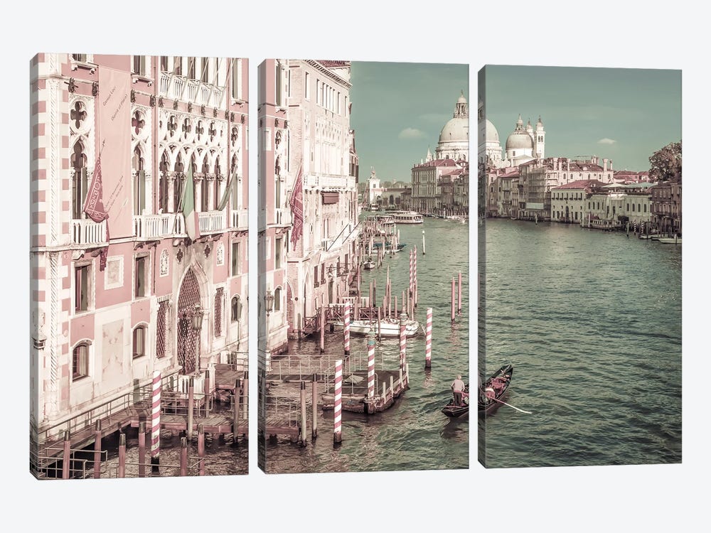 Venice Canal Grande & Santa Maria Della Salute | Urban Vintage Style by Melanie Viola 3-piece Canvas Wall Art