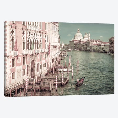 Venice Canal Grande & Santa Maria Della Salute | Urban Vintage Style Canvas Print #MEV664} by Melanie Viola Art Print
