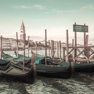 Venice Grand Canal And Gondolas | Urban Vintage Style by Melanie Viola canvas print