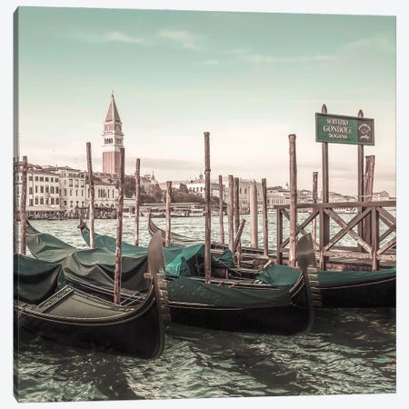 Venice Grand Canal And Gondolas | Urban Vintage Style Canvas Print #MEV665} by Melanie Viola Canvas Art Print