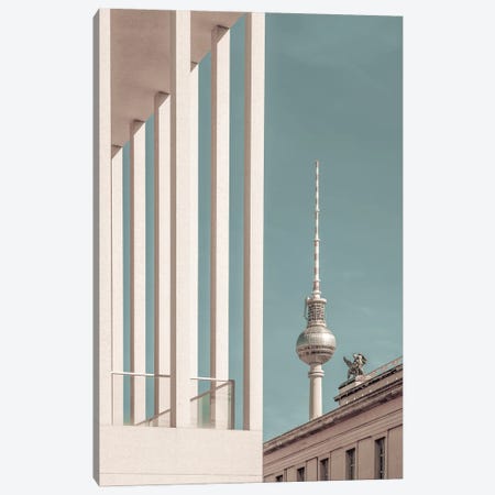 Berlin Television Tower & Museum Island | Urban Vintage Style Canvas Print #MEV666} by Melanie Viola Canvas Art Print