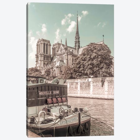 Paris Cathedral Notre-Dame | Urban Vintage Style Canvas Print #MEV669} by Melanie Viola Canvas Wall Art