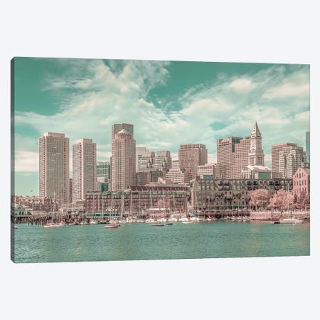 Boston Skyline | Urban Vintage Style Canvas Print #MEV670} by Melanie Viola Canvas Print