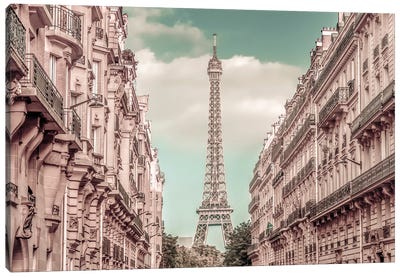 Parisian Flair | Urban Vintage Style Canvas Art Print - The Eiffel Tower