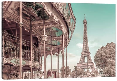 Typical Paris | Urban Vintage Style Canvas Art Print - The Eiffel Tower
