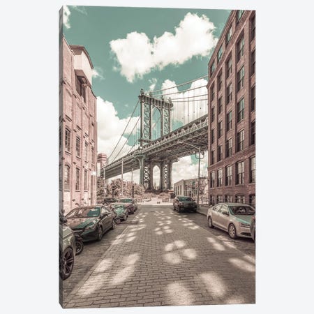 New York City Manhattan Bridge | Urban Vintage Style Canvas Print #MEV676} by Melanie Viola Canvas Artwork