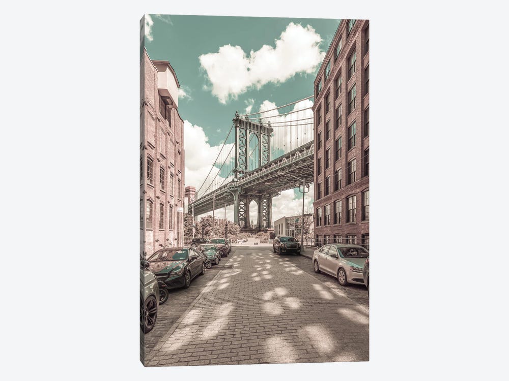New York City Manhattan Bridge | Urban Vintage Style by Melanie Viola 1-piece Canvas Print