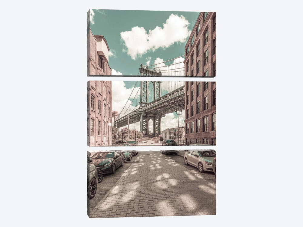 New York City Manhattan Bridge | Urban Vintage Style by Melanie Viola 3-piece Art Print