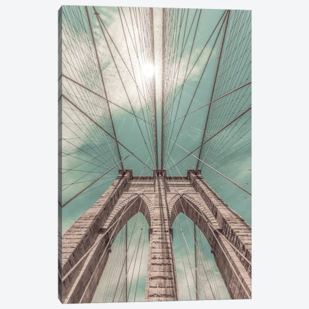 New York City Brooklyn Bridge In Detail | Urban Vintage Style Canvas Print #MEV679} by Melanie Viola Canvas Print