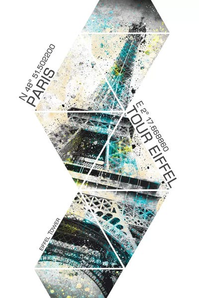 Paris Typography: Modern Eiffel Tower Coordinates by Melanie Viola