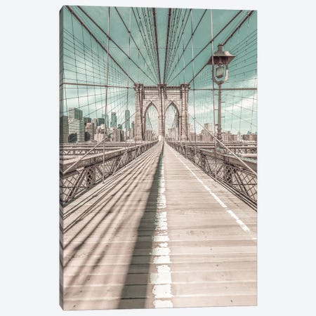 New York City Brooklyn Bridge | Urban Vintage Style Canvas Print #MEV680} by Melanie Viola Canvas Art
