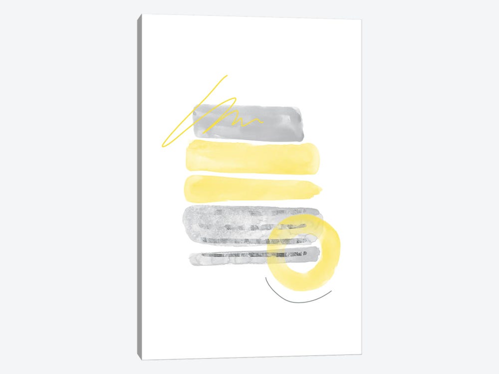 Watercolor Shapes I | Illuminating Yellow & Ultimate Grey by Melanie Viola 1-piece Canvas Print