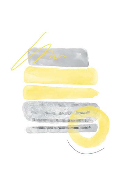 Watercolor Shapes I | Illuminating Yellow & Ultimate Grey