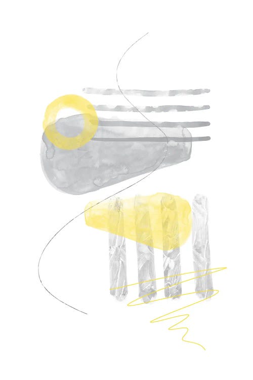 Watercolor Shapes III | Illuminating Yellow & Ultimate Grey