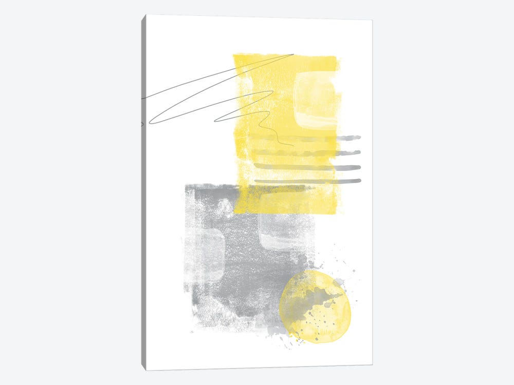 Watercolor Shapes V | Illuminating Yellow & Ultimate Grey by Melanie Viola 1-piece Canvas Artwork