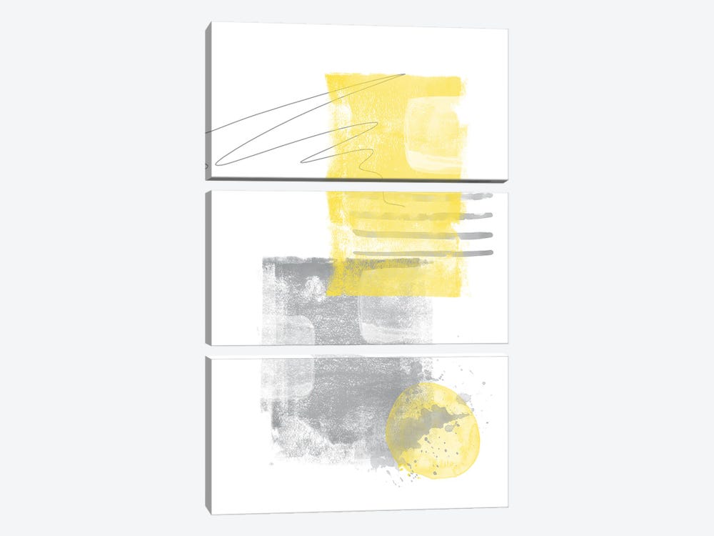 Watercolor Shapes V | Illuminating Yellow & Ultimate Grey by Melanie Viola 3-piece Canvas Wall Art