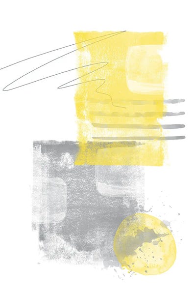 Watercolor Shapes V | Illuminating Yellow & Ultimate Grey