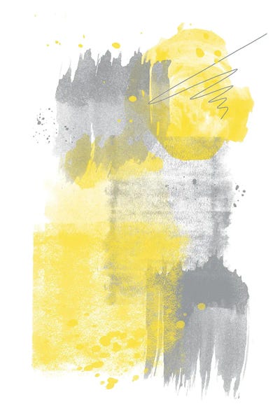 Watercolor Shapes VI | Illuminating Yellow & Ultimate Grey by Melanie Viola acrylic art print