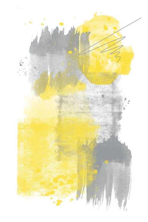 Watercolor Shapes VI | Illuminating Yellow & Ultimate Grey