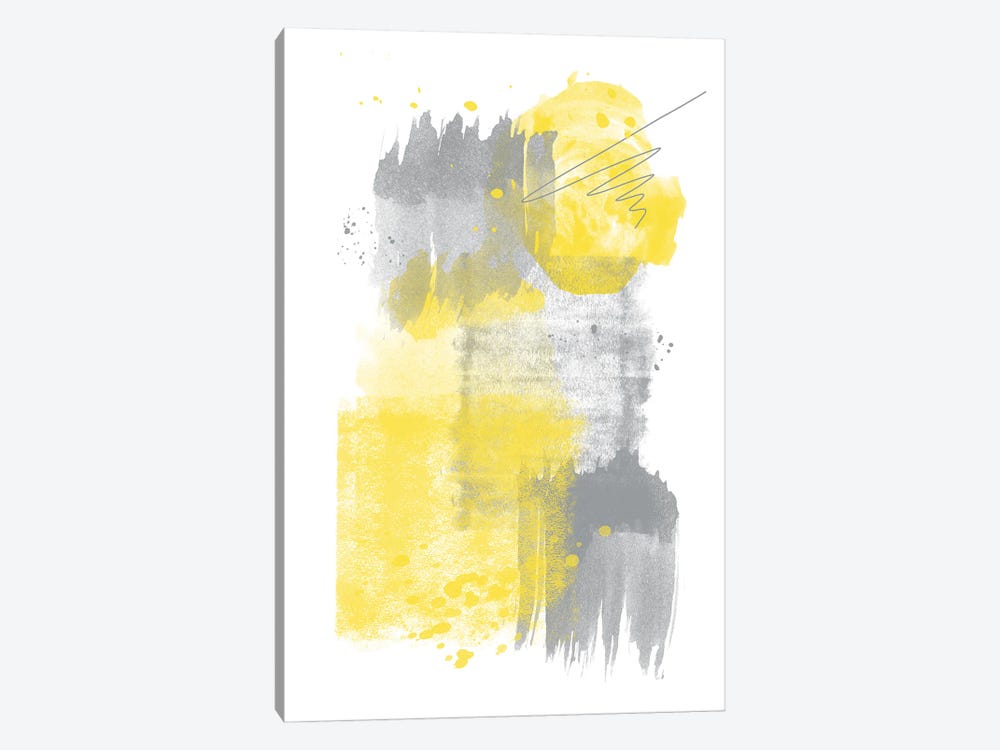 Watercolor Shapes VI | Illuminating Yellow & Ultimate Grey by Melanie Viola 1-piece Art Print