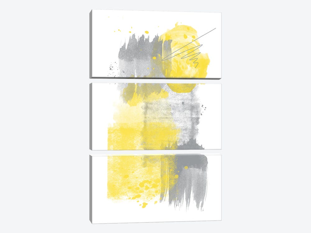 Watercolor Shapes VI | Illuminating Yellow & Ultimate Grey by Melanie Viola 3-piece Art Print