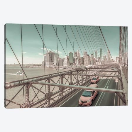 Brooklyn Bridge View | Urban Vintage Style Canvas Print #MEV693} by Melanie Viola Canvas Art Print