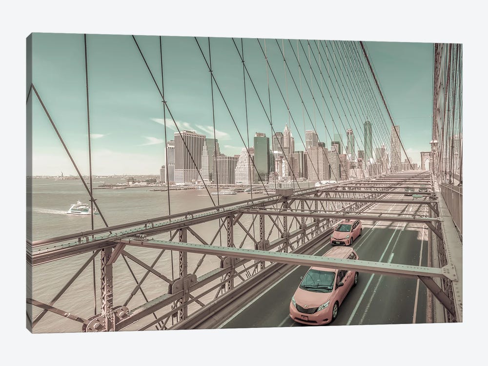 Brooklyn Bridge View | Urban Vintage Style by Melanie Viola 1-piece Canvas Wall Art